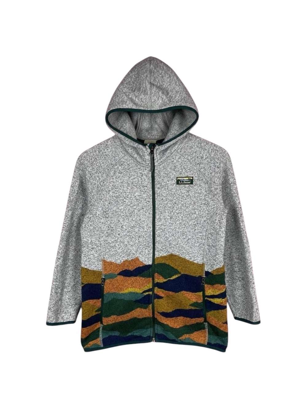 L.L.Bean Mount Katahdin Full-Zip Fleece Hoodie Kids Large Grey Jacket